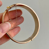 Antique floral engraved wide hinged 9k bangle - Birmingham, England