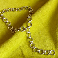 Vintage Sterling Silver oversized Circle Link Chain Necklace - Adjustable length up to 20 inches