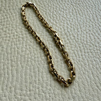 Vintage Biker Link Bracelet in 14k solid gold - Signed EEJ - 7.6 inch length