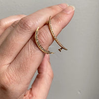 14k Gold Antique Graduated Seed Pearl Crescent Moon Brooch - Medium