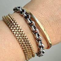 Vintage Silver Rolo Link Bracelet with Bolt Clasp - 7.5 inch length