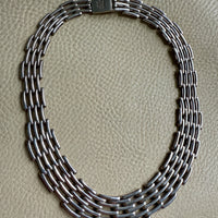 Vintage Taxco Sterling Silver Handmade Link Collar Necklace Mexican Vintage- 16.6 inch length