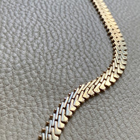 1971 Winged Brick Link Flat Lay Collar Necklace in 14k Gold - Finnish Vintage - 18 inch length
