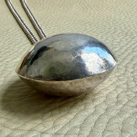 Vintage Silver Hammered Orb Pendant with Substantial Curb Chain - 23.8 inch length