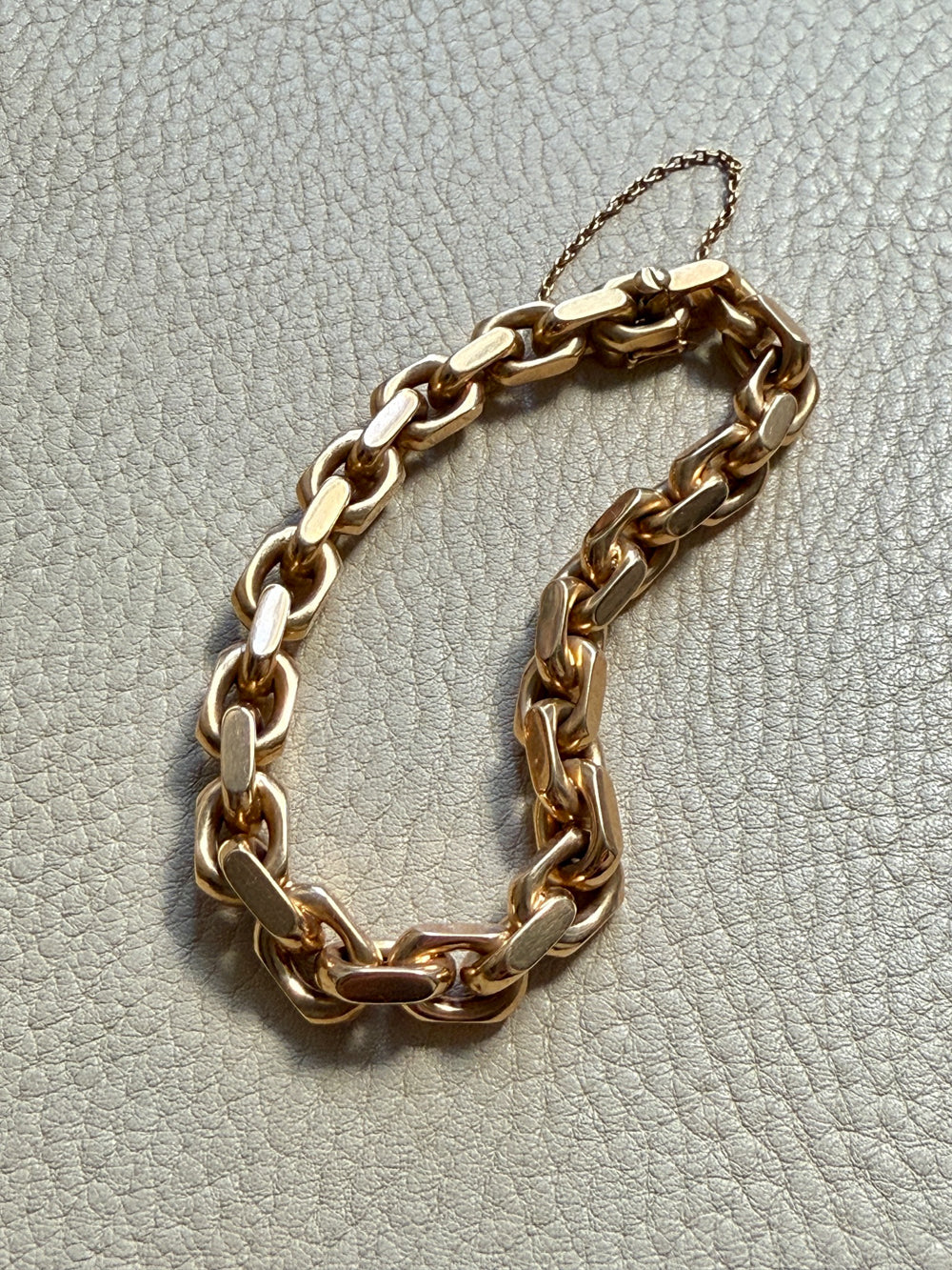 CHONK! 1911 Swedish Antique 18k gold Biker Link Bracelet 8mm width - 7.1 inch interior circumference