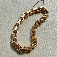 CHONK! 1911 Swedish Antique 18k gold Biker Link Bracelet 8mm width - 7.1 inch interior circumference