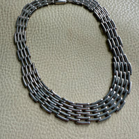 Vintage Taxco Sterling Silver Handmade Link Collar Necklace Mexican Vintage- 16.6 inch length