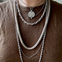 1880 Antique Silver Link Longuard Chain Necklace with Coin Pendant - 61.75 inch length