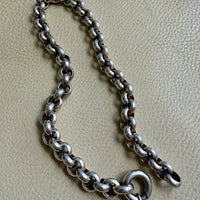 MEGA ROLO!! Heavy 228 gram Silver Rolo Link Necklace with Large Bolt Clasp - 17.5 inch length