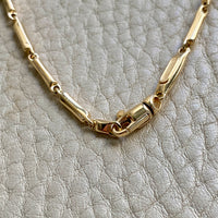 Vintage Italian 18k Gold Tubular Bar Link Necklace - 16.5 inch length