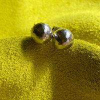 Awesome! Vintage Portuguese 19.2k White Gold Faceted Orb Stud Earrings