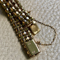 Honeycomb link triple strand bracelet - 18k gold - 7 inch length