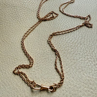 1907 Swedish Antique 18k Longuard Biker Link Necklace with Dog Clip - 49 inch length