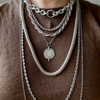 Antique Puffy Oval link Silver Chain with push clasp - 18” length