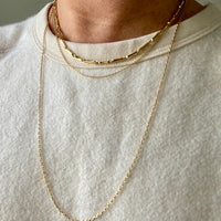18k Gold Vintage Skinny Biker Link Chain Necklace - 25 inch length