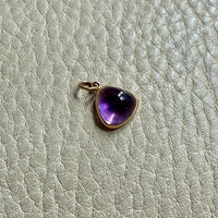 18k gold transparent purple amethyst stone puffy droplet pendant or charm