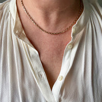 Vintage Chunky Biker Link Necklace in 14k Gold - Signed BNH - 17.8 Inch length