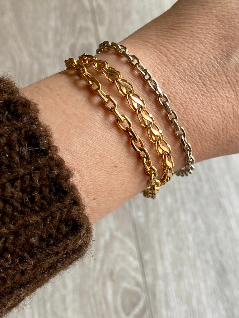 Undulating leaf link bracelet in 18k gold - Swedish vintage 1958 - 7 inch length