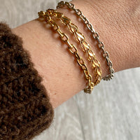 Undulating leaf link bracelet in 18k gold - Swedish vintage 1958 - 7 inch length