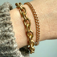 Circa 1900 Chubby Curb Link Bracelet in 18k rosy gold - 7 inch length