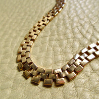 SILKY! Midcentury Italian Brick Link Necklace 18k Gold – 18.5 Inch Length