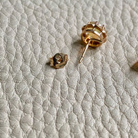 Vintage Opal Earrings in Ruffled 14k gold Setting - 9mm diameter