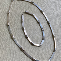 1985 ‘Labyrint’ necklace by Bjorn Weckstrom for Lapponia - Vintage Finnish long bar link choker necklace in sterling silver - 15 inch length