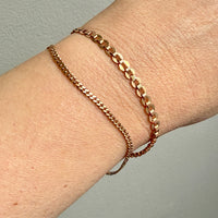 Victorian era 18k gold skinny pressed curb bracelet - 7.3 inch length