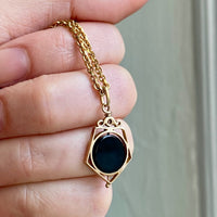 18k Gold and Black Onyx Articulated Spinner 5-sided Pentagram - Charm or Pendant