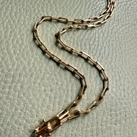1977 Double Biker Chain Bracelet with Elongated Links - Vintage 18k Gold - 7.4 inch length