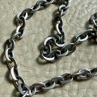 Antique Substantial Silver Oval Cable link Chain Necklace- 59 inch length