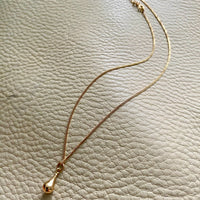 18k gold vintage swedish gold droplet pendant on matching 15inch 18k gold curb chain