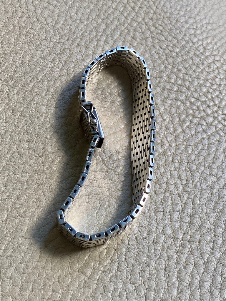 1975 Sterling silver brick link bracelet - Falköping, Sweden - 7.25 inch length