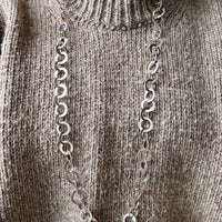 Silver Handmade Flat Circles Chain Necklace - 36 inch length