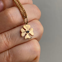 18k gold four-leaf clover with sapphire - pendant or charm