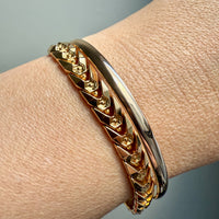 1975 Swedish Vintage 18k Gold Circular Solid Bangle - 7.8 inch interior circumference