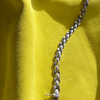 Solid Silver Diamond Snake Link Bracelet - Vintage Italian by Piazza Michele - 7.6 inch length