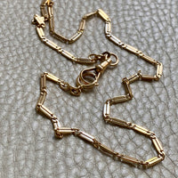 18k Gold Bar-Link Watch Chain Necklace with Dog Clip - 16.4 inch length