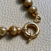 Vintage Cultured Pearl Necklace Graduated Width with 18k gold bolt clasp - 17 inch length