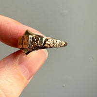 1847 Antique 18k Gold Mourning Ring with Secret Compartment – Size 7.5