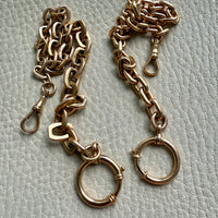 18k Gold Antique Rounded Biker Link Watch Chain Necklace Extender or Bracelet with Large Bolt Clasp - 9.2 inch length