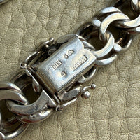 Heavy Swedish Double Link Curb Silver Bracelet by Victor Janson – 7.5 inch length