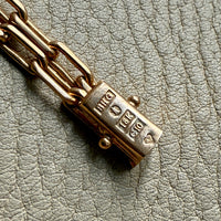 1977 Double Biker Chain Bracelet with Elongated Links - Vintage 18k Gold - 7.4 inch length
