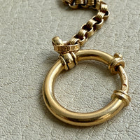 1891 Antique 18k Gold Watch Chain Necklace with Large Bolt Clasp - 18 inch length