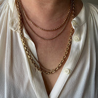 GOLD CHONK! 63g, 5mm width, Vintage Biker Link Necklace - Solid 14k gold- 23.7 inch length