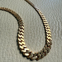 Luxurious Vintage Swedish 18k gold pressed curb link necklace, graduated width - 16.8 inch length
