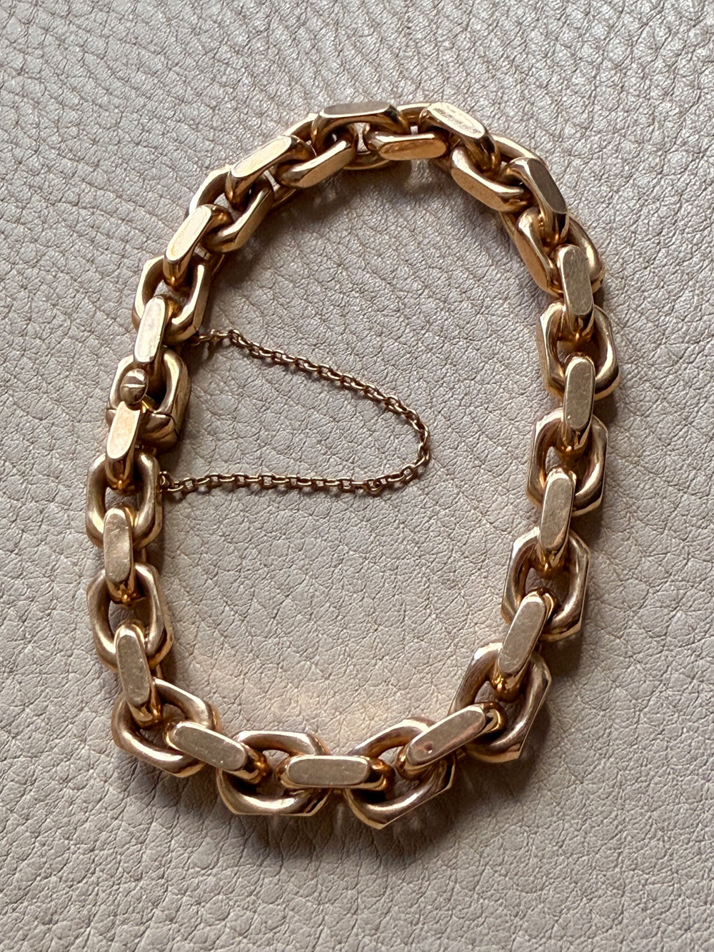 CHONK! 1911 Swedish Antique 18k gold Biker Link Bracelet 8mm width - 7.1 inch interior circumference