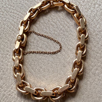 CHONK! 1911 Swedish Antique 18k gold Biker Link Bracelet 8mm width - 7.1 inch interior circumference