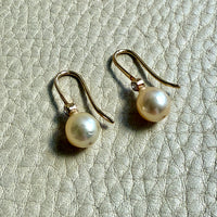 GORGEOUS! - Vintage European Pearl and 18k Gold Diamond Earrings