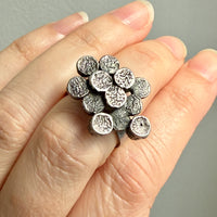 1968 Swedish Vintage Sculptural Silver Ring with Stepped Rounds - size 6